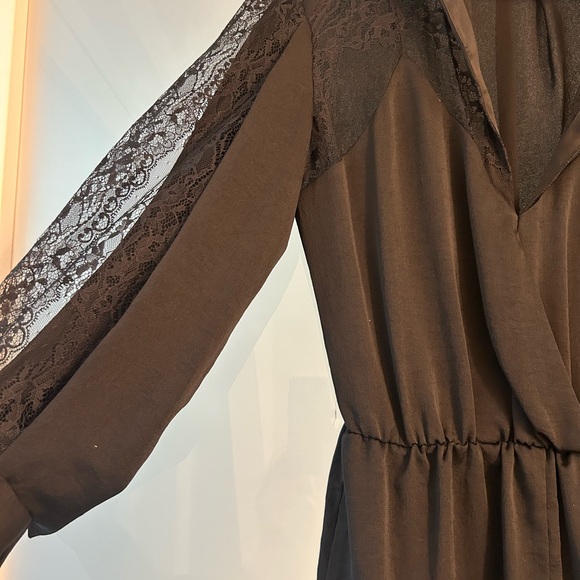 Maje Black Lace Sleeve Jumpsuit